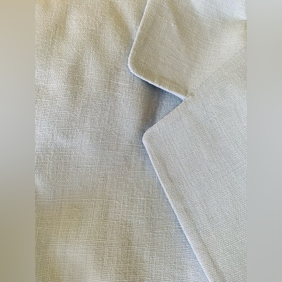 Light blue 100% linen long blazer double collar 4 front buttons 2 pockets US 10 - Picture 8 of 16